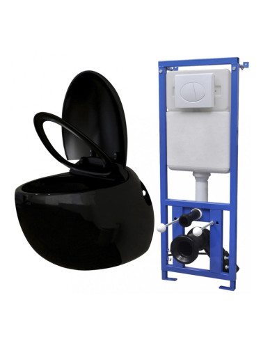 Sonata Окачена яйцевидна тоалетна чиния, скрито казанче,черна керамика