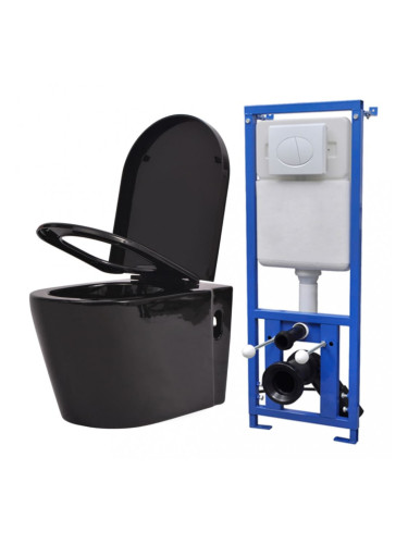 Sonata Окачена тоалетна чиния, със скрито казанче, керамична, черна