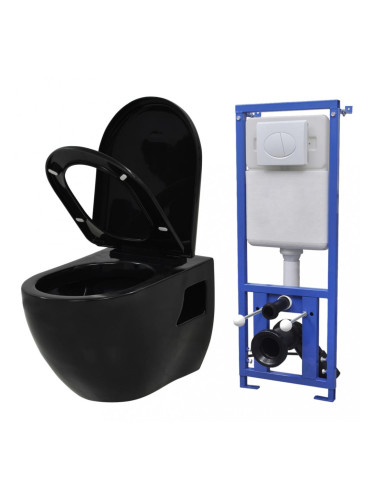 Sonata Окачена тоалетна чиния, със скрито казанче, керамична, черна