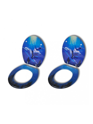 Sonata Тоалетни седалки с нормално затваряне, 2 бр, МДФ, делфини