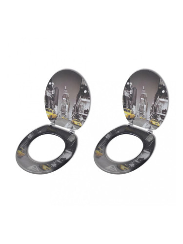 Sonata Тоалетни седалки с нормално затваряне, 2 бр, МДФ, Ню Йорк