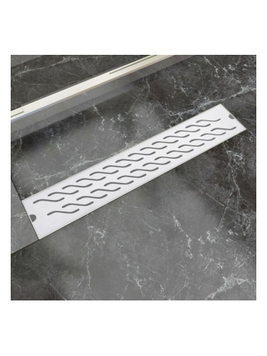 Sonata Линеен душ канал, дизайн "вълни", 630x140 мм, неръждаема стомана