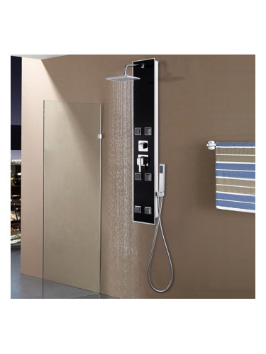 Sonata Душ панел, стъклен, 18x42,1x120 см, черен