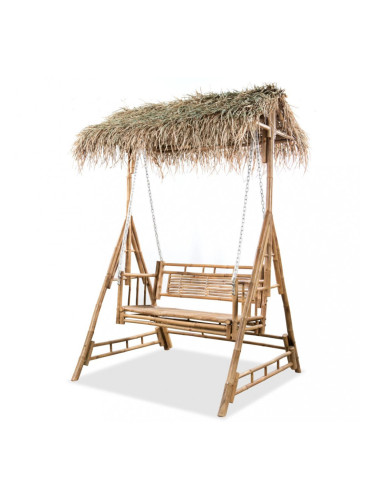Sonata Двуместна люлка стол с палмови листа, бамбук, 202 см
