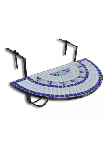 Масичка за закачане на балкон, полукръгла, синьо-бяла