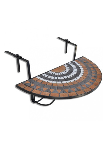 Масичка за закачане на балкон, полукръгла, теракота и бяло-черна