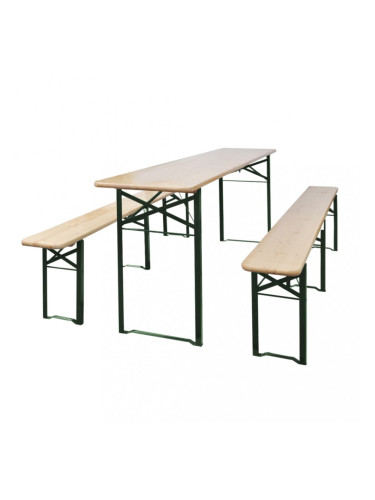 Sonata Сгъваема маса за бира с 2 пейки, 220 см, чам