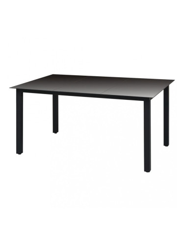 Sonata Градинска трапезна маса, стъкло, алуминий, 150x90x74 см, черна