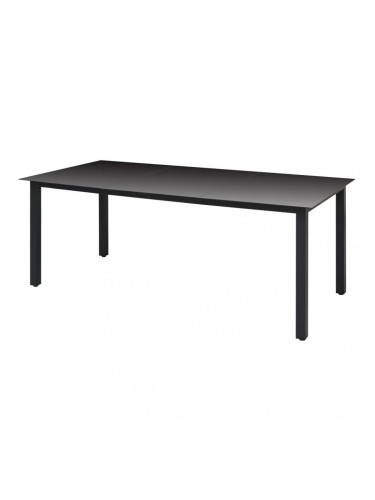 Sonata Градинска трапезна маса, стъкло, алуминий, 190x90x74 см, черна