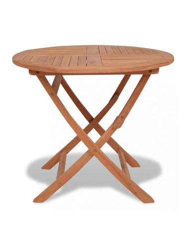 Sonata Сгъваема градинска трапезна маса тиково дърво кръгла 85x76 см
