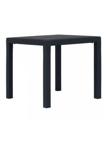 Sonata Градинска маса, 79x79x72 см, пластмаса, ратанов вид, антрацит