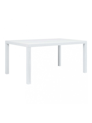 Sonata Градинска маса, 150x90x72 см, пластмаса, ратанов вид, бяла