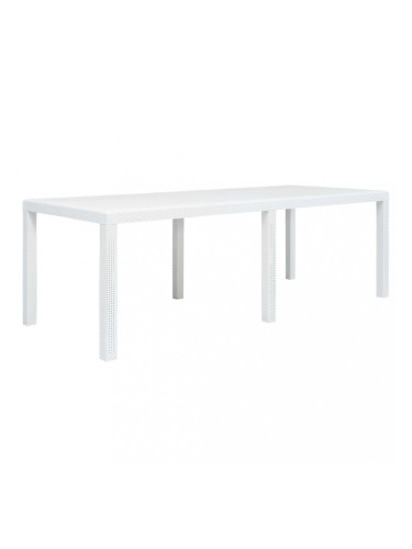 Sonata Градинска маса, 220x90x72 см, пластмаса, ратанов вид, бяла