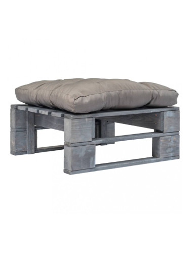 Sonata Градинска табуретка от палет със сива възглавница, FSC дърво
