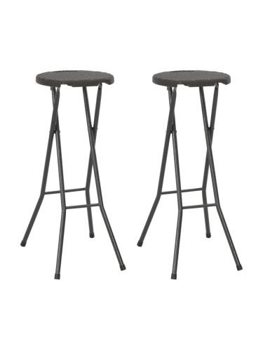 Sonata Сгъваеми бар столове, 2 бр, HDPE и стомана, кафяви, ратанов вид
