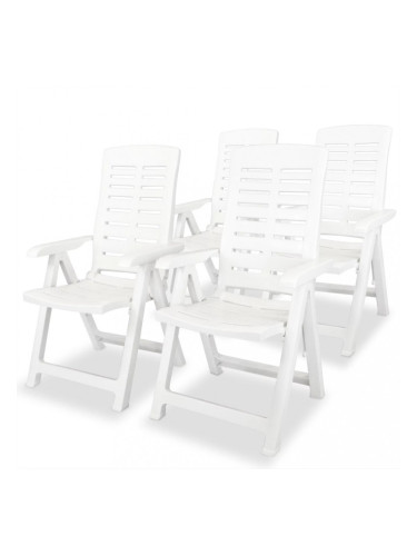 Sonata Накланящи се градински столове, 4 бр, пластмаса, бели