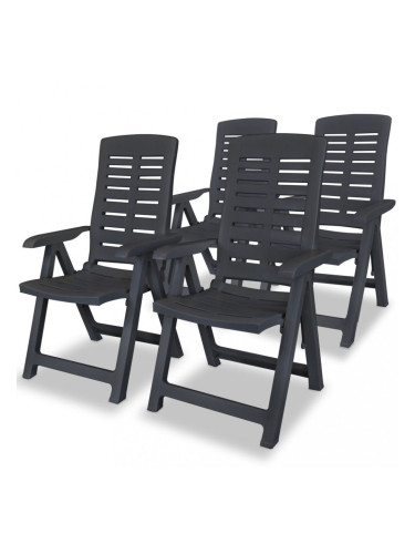 Sonata Накланящи се градински столове, 4 бр, пластмаса, антрацит