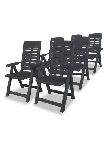 Sonata Накланящи се градински столове, 6 бр, пластмаса, антрацит