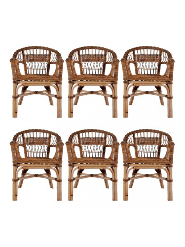 Sonata Градински столове, 6 бр, естествен ратан, кафяви