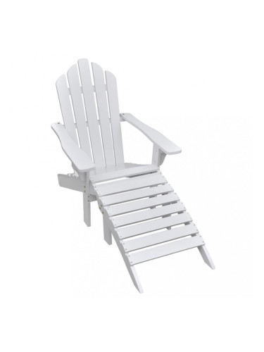 Sonata Градински стол с табуретка, дърво, бял