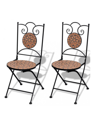 Sonata Сгъваеми бистро столове, 2 бр, мозайка, теракота
