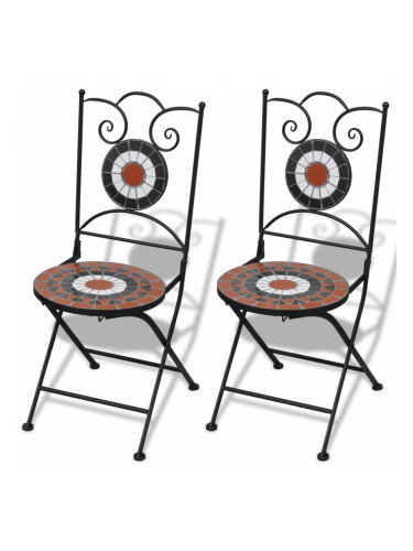 Sonata Сгъваеми бистро столове, 2 бр, мозайка, теракота и бяло