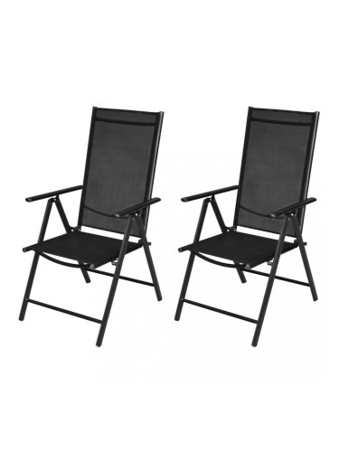 Sonata Сгъваеми градински столове, 2 бр, алуминий и Textilene, черни