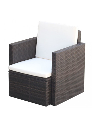 Sonata Градински стол с възглавници, полиратан, кафяв