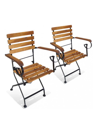 Sonata Сгъваеми градински столове, 2 бр, стомана и акация масив