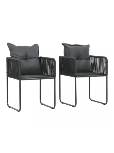 Sonata Външни столове с възглавнички, 2 бр, полиратан, черни