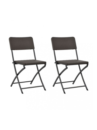 Sonata Сгъваеми градински столове, 2 бр, HDPE и стомана, кафяви