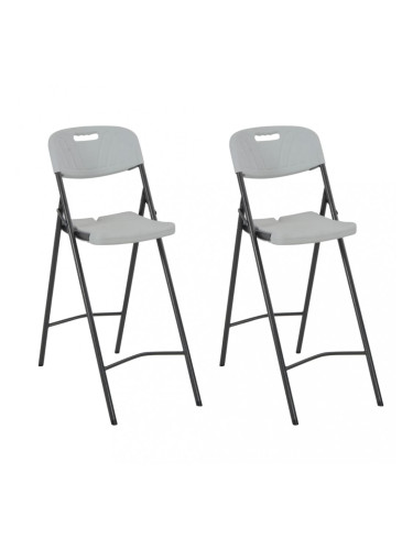 Sonata Сгъваеми бар столове, 2 бр, HDPE и стомана, бели