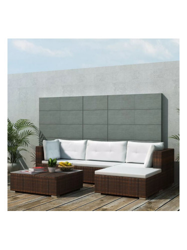 Sonata Градински комплект с възглавници, 5 части, кафяв полиратан