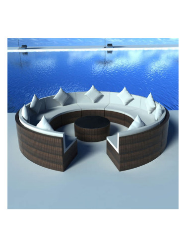 Sonata Градински комплект с възглавници, 10 части, кафяв полиратан