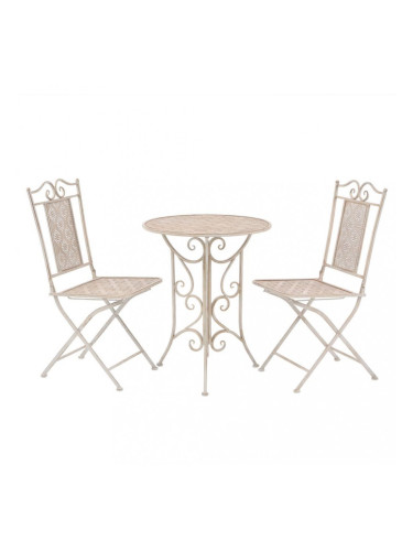 Sonata Градински бистро комплект, 3 части, стомана, бял