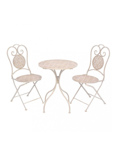 Sonata Градински бистро комплект, 3 части, стомана, бял