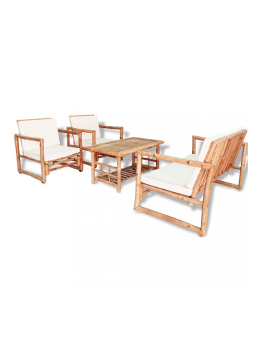 Sonata Градински комплект с възглавници, 4 части, бамбук