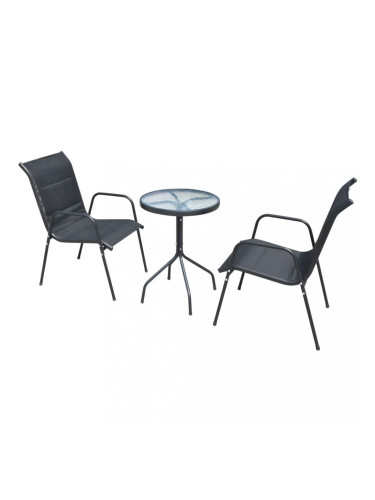 Sonata Бистро комплект, 3 части, стомана, черен