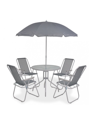 Sonata Градински трапезен комплект, 6 части, стомана и textilene, сив