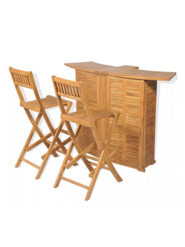 Sonata Бистро комплект със сгъваеми столове, 3 части, тик масив