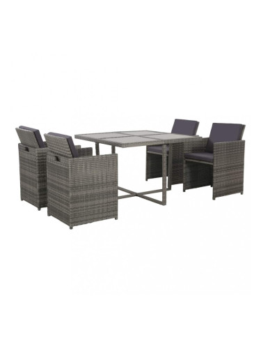 Sonata Градински комплект с възглавници, 5 части, полиратан, сив