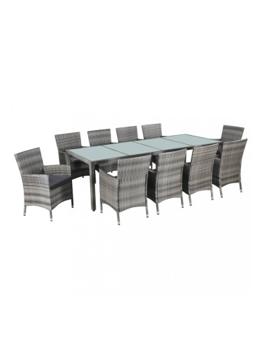 Sonata Градински комплект с възглавници, 11 части, полиратан, сив