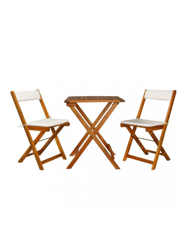 Sonata Бистро комплект с възглавници, 3 части, сгъваем, акация масив