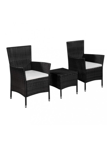 Sonata Бистро комплект, 3 части, черен полиратан