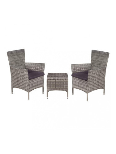 Sonata Бистро комплект, 3 части, полиратан, сив