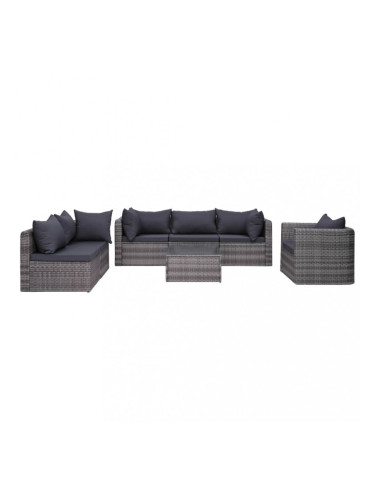Sonata Градински комплект с възглавници, 7 части, полиратан, сив