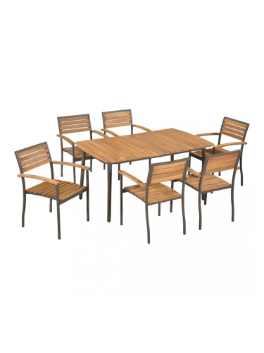 Sonata Градински трапезен комплект, 7 части, акация масив и стомана