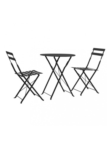 Sonata Бистро комплект, 3 части, стомана, черен