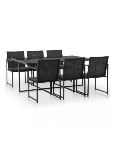 Sonata Градински комплект с възглавници, 7 части, полиратан, черен