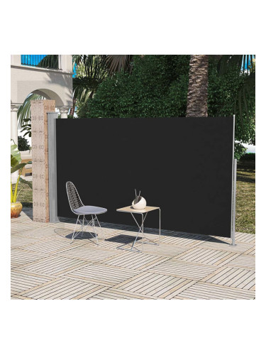 Странична тента за тераса, 160 x 300 см, черна